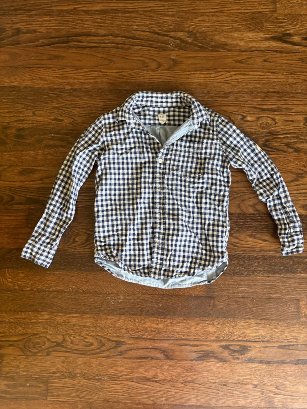 Gap kids boys blue and white checkered button down